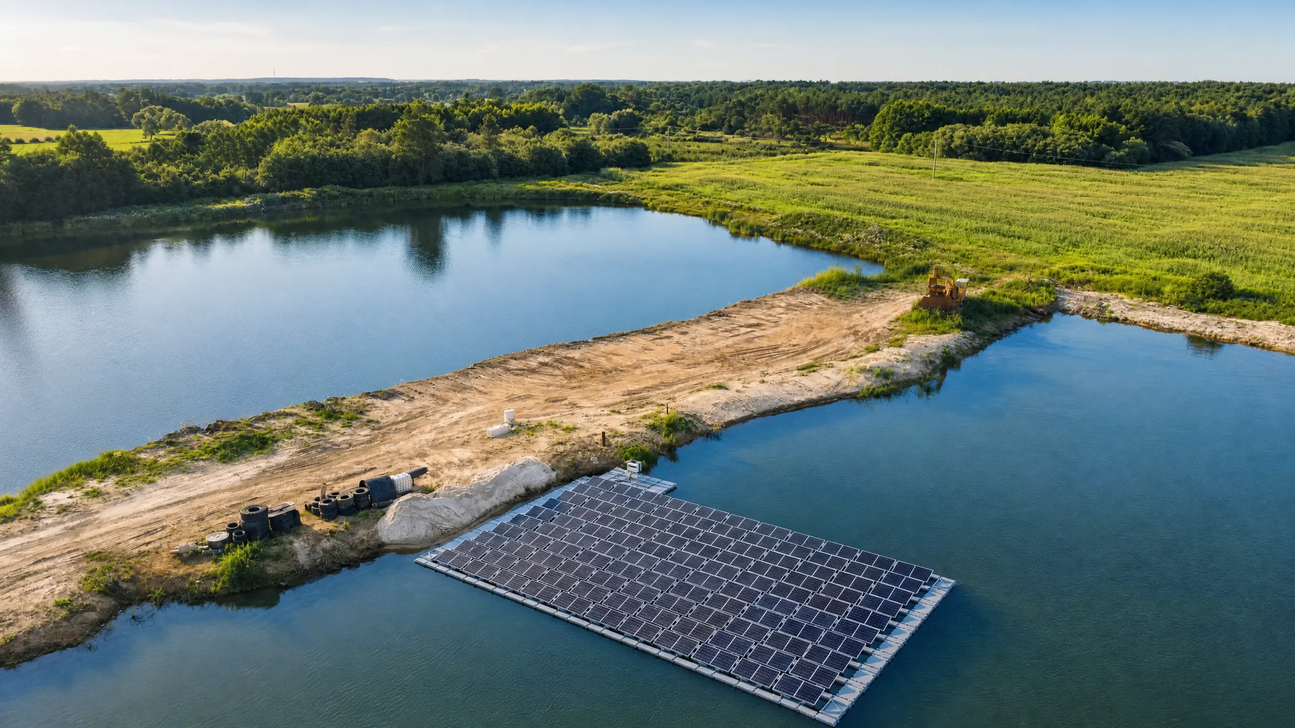 Instalație reală ARTA de fotovoltaice plutitoare pe o resursă de apă